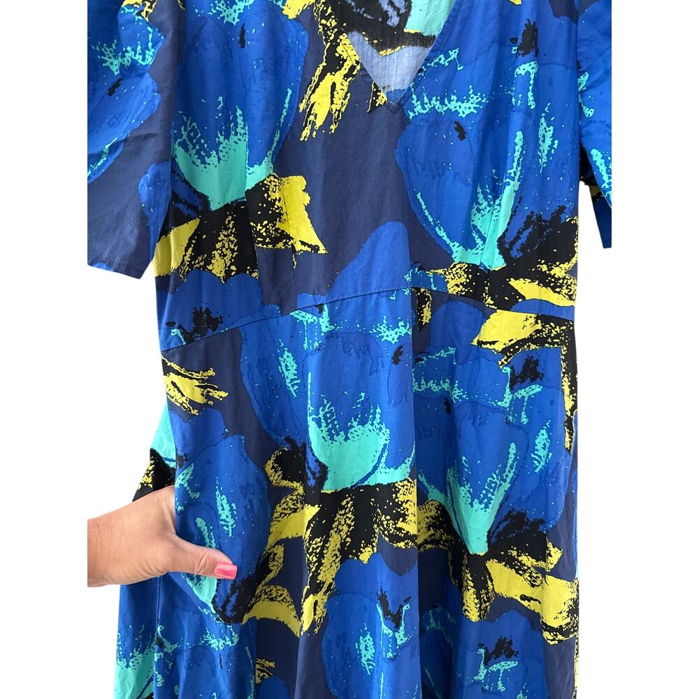 Christopher John Rogers x Target Floral Tiered Puff Sleeve Dress Blue Size 12 - Picture 7 of 12